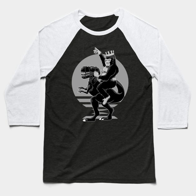 King kong riding a T-rex, Napoleon style Baseball T-Shirt by TMBTM